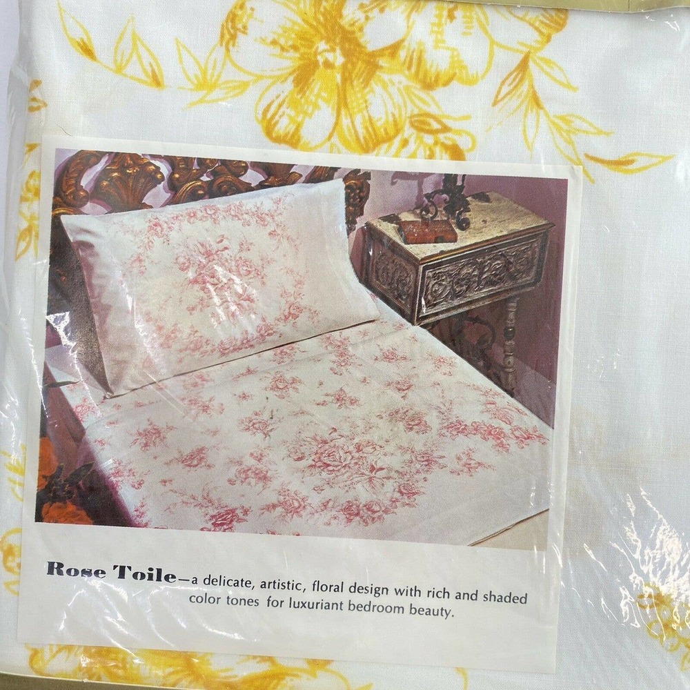Lady Pepperell Miralux Vintage Double Fitted Sheet Floral MCM Retro Decor NEW - Picture 5 of 9